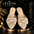 Classy Elegance Heels – Beige Crystal Bow
