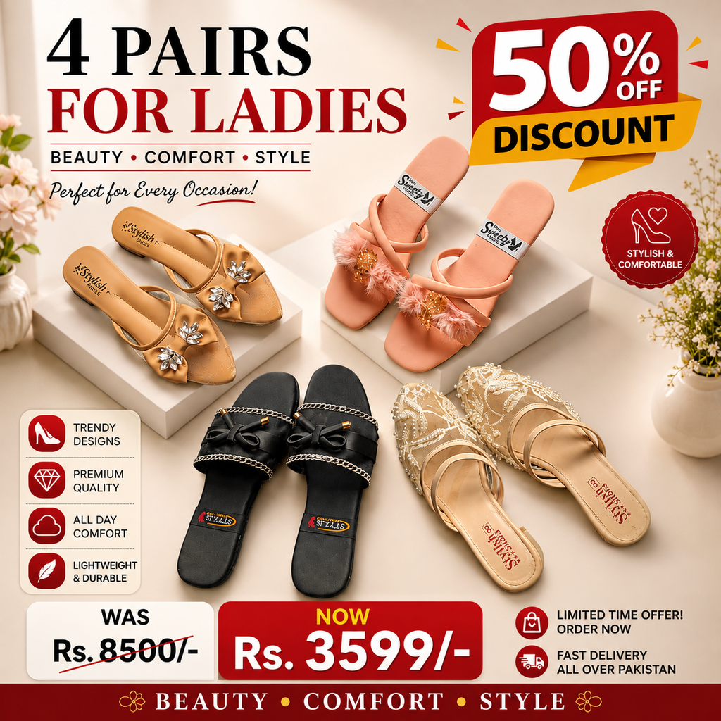 4 Pairs Ladies Sandals Bundle – Beauty, Comfort & Style