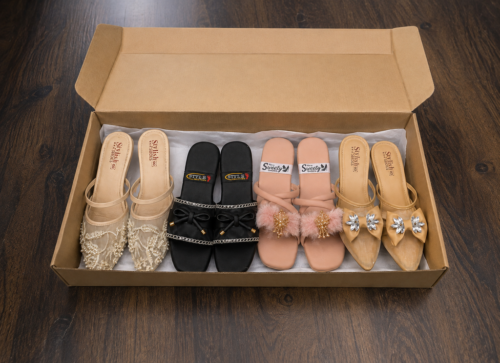 4 Pairs Ladies Sandals Bundle – Beauty, Comfort & Style