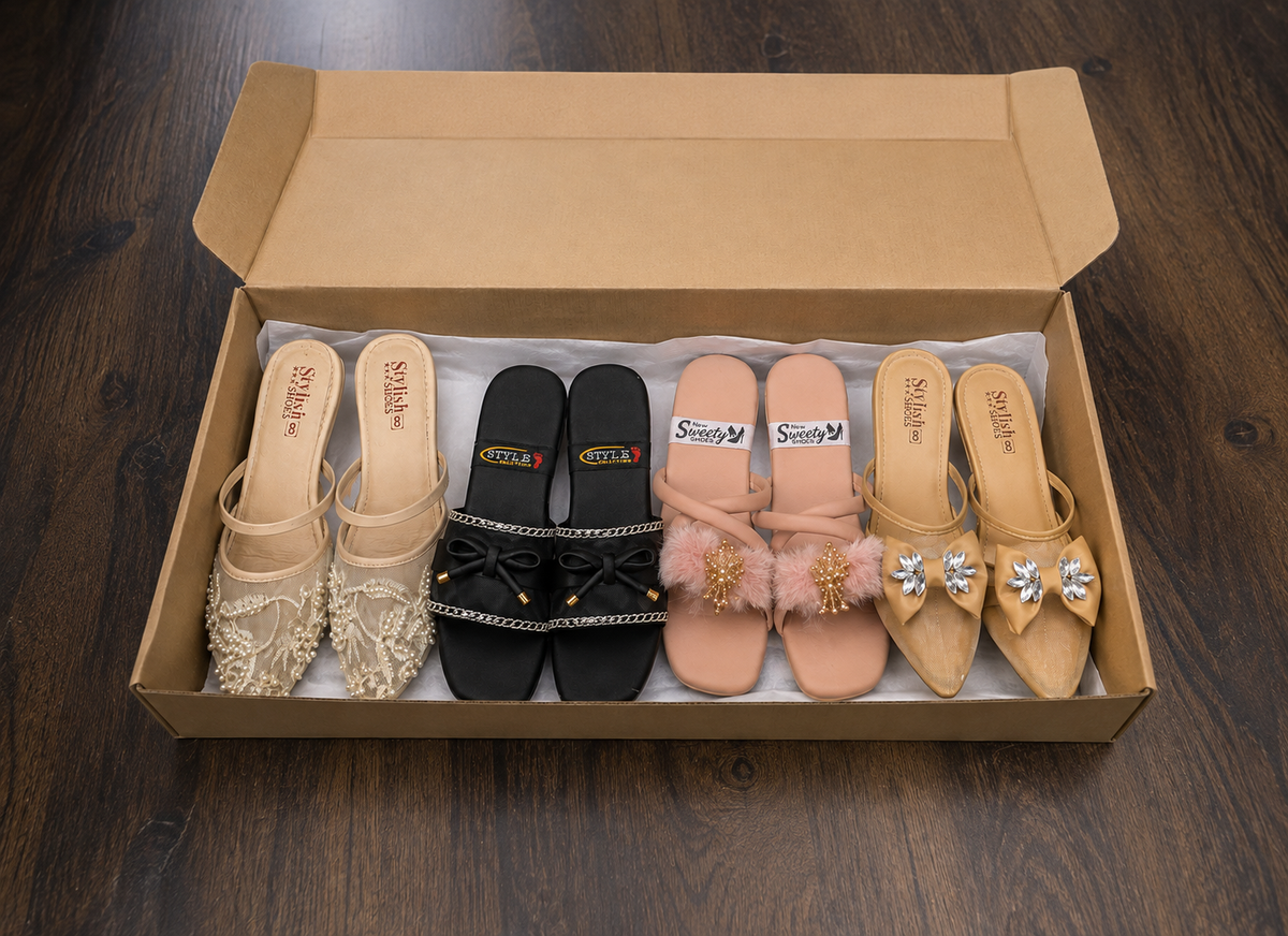 4 Pairs Ladies Sandals Bundle – Beauty, Comfort & Style